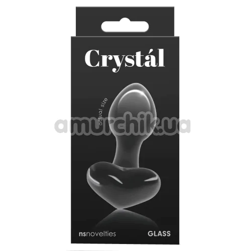 Анальная пробка Crystal Glass Heart, черная