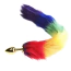 Анальная пробка с радужным хвостом Rainbow Tail Metal Plug, золотая - Фото №2