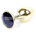 Анальна пробка з чорним кристалом Exclusivity Jewellery Gold Plug, золота - Фото №1