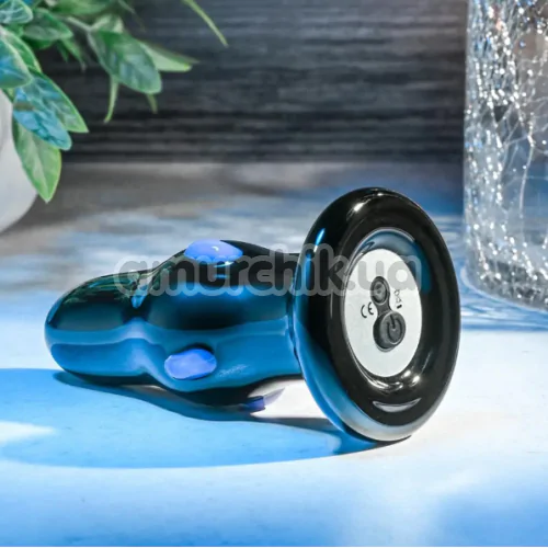Анальна пробка с вібрацією Adam & Eve Rear Rocker Vibrating Glass Anal Plug, чорна