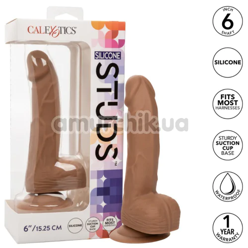 Фалоімітатор Silicone Studs 6, коричневий