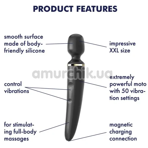 Універсальний вібромасажер Satisfyer Wand-er Woman, чорний