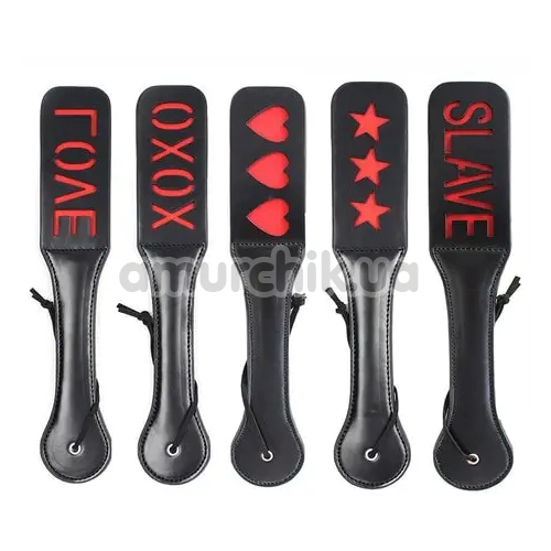 Шлепалка овальная DS Fetish Paddle XOXО, черная 