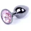 Анальная пробка со светло-розовым кристаллом Exclusivity Jewellery Dark Silver Plug, серебряная - Фото №1