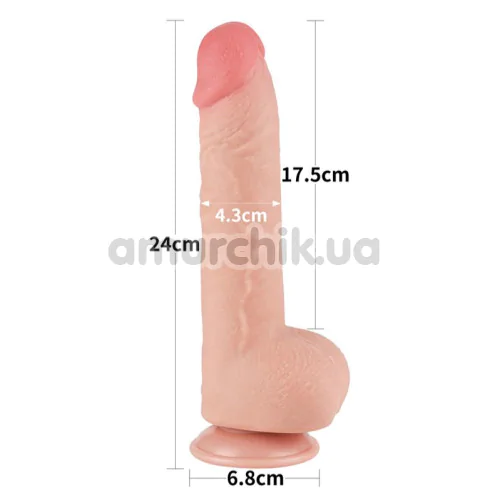 Фаллоимитатор Sliding-Skin Dual Layer Dong 9.5 с мошонкой, телесный