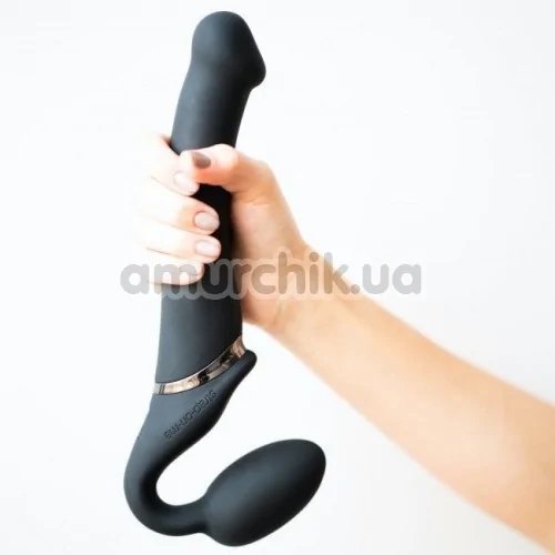 Безремневой страпон с вибрацией Strap-On-Me Vibrating Bendable Strap-On M, черный