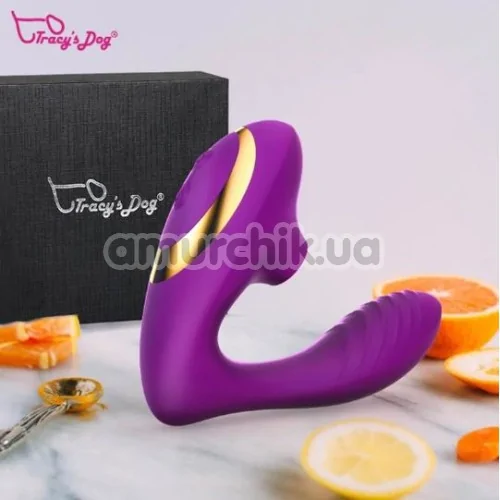 Вібратор з вакуумним стимулятором Tracy's Dog OG Sucking Vibrator, фіолетовий