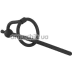 Уретральна вставка з кільцем для голівки Penis Plug Piss Play With Glans Ring & Stopper, чорна - Фото №1