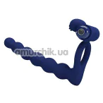 Віброкільце з анальним стимулятором Pretty Love Hercules Penis Sheath III, синє - Фото №1