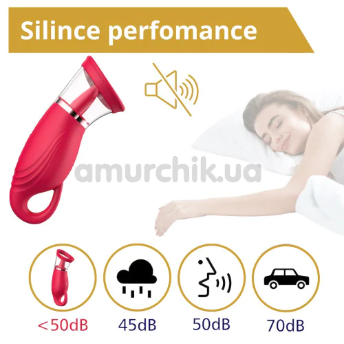 Симулятор орального сексу для жінок з вібрацією Sweet Play Licking Tongue Suction Vibrator A18, червоний