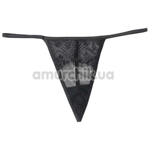 Комплект Star Night Tender Bow Mesh Garter Belt, чорний: пояс для панчіх + трусики-стрінги