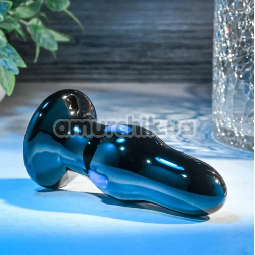 Анальна пробка с вібрацією Adam & Eve Rear Rocker Vibrating Glass Anal Plug, чорна