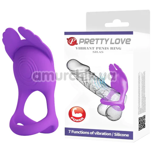 Виброкольцо для члена Pretty Love Vibrant Penis Ring Silas, фиолетовое
