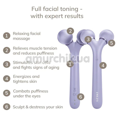 Ультразвуковий масажер для обличчя Geske Sonic Facial Roller 4 in 1, бузковий