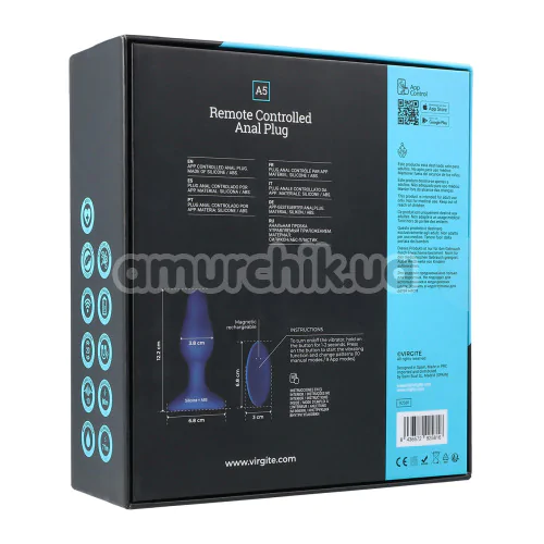 Анальная пробка с вибрацией Virgite Remote Controlled Anal Plug E5, синяя