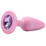 Анальна пробка з рожевим кристалом Alume Silicone Long Plug S, рожева - Фото №1
