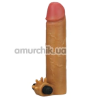 Насадка на пенис с вибрацией Revolutionary Silicone Nature Extender LV414101, коричневая - Фото №1