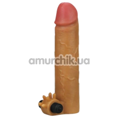 Насадка на пенис с вибрацией Revolutionary Silicone Nature Extender LV414101, коричневая - Фото №1