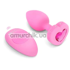 Анальная пробка с вибрацией B-Vibe Vibrating Heart S/M, розовая - Фото №1