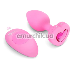 Анальна пробка з вібрацією B-Vibe Vibrating Heart S/M, рожева - Фото №1