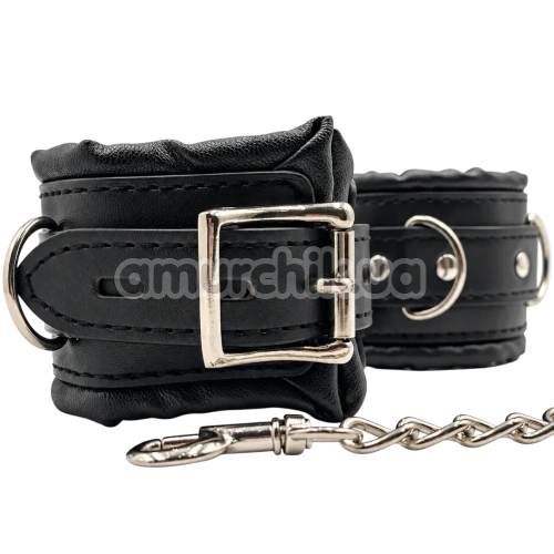 Фіксатори для рук DS Fetish Soft Hand Restraints With Chain, чорні