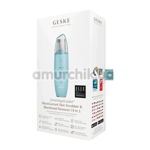 Микротоковый скрабер для кожи лица Geske MicroCurrent Skin Scrubber & Blackhead Remover 9 in 1, бирюзовый