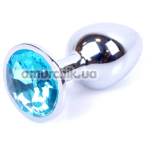 Анальная пробка с голубым кристаллом Exclusivity Jewellery Silver Plug, серебряная - Фото №1