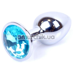 Анальна пробка з блакитним кристалом Exclusivity Jewellery Silver Plug, срібна - Фото №1