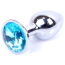Анальна пробка з блакитним кристалом Exclusivity Jewellery Silver Plug, срібна - Фото №1
