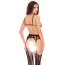 Комплект Straight Up 3-Piece Garter Set, черный: бюстгальтер + трусики-стринги + колготки - Фото №2