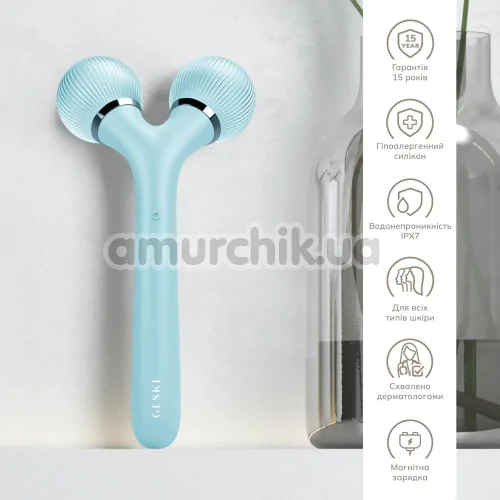 Ультразвуковий масажер Geske Sonic Facial & Body Roller 4 in 1, бірюзовий