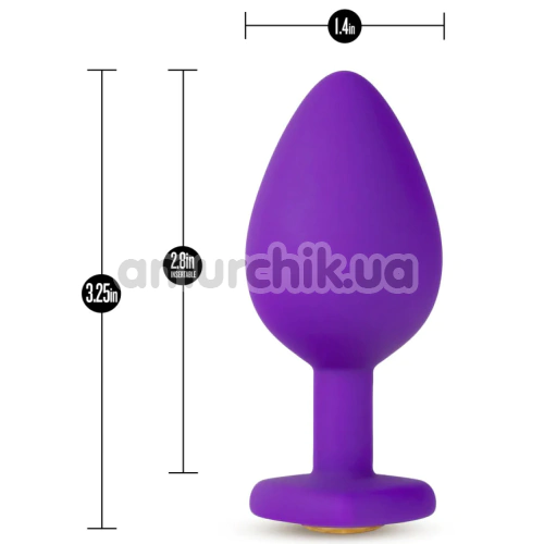 Анальна пробка з золотим кристалом Temptasia Bling Plug Medium, фіолетова