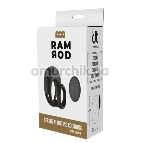 Виброкольцо для члена Ramrod Strong Vibrating Cockring With Remote, черное