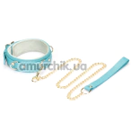 Нашийник з повідцем Liebe Seele Siren's Cove Lamb Leather Collar With Velvet Lining And Leash, блакитний - Фото №1