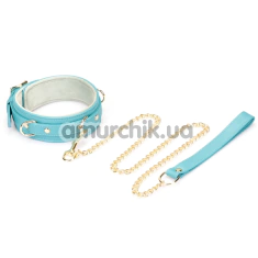 Ошейник с поводком Liebe Seele Siren's Cove Lamb Leather Collar With Velvet Lining And Leash, голубой - Фото №1