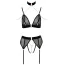 Комплект Abierta Fina Velvet Bra Set черный: бюстгальтер + пояс для чулок + трусики-стринги - Фото №7