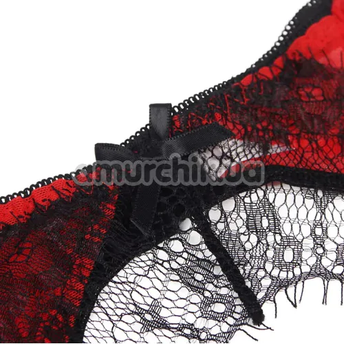 Комплект Star Night Tender Bow Mesh Garter Belt, червоний: пояс для панчіх + трусики-стрінги