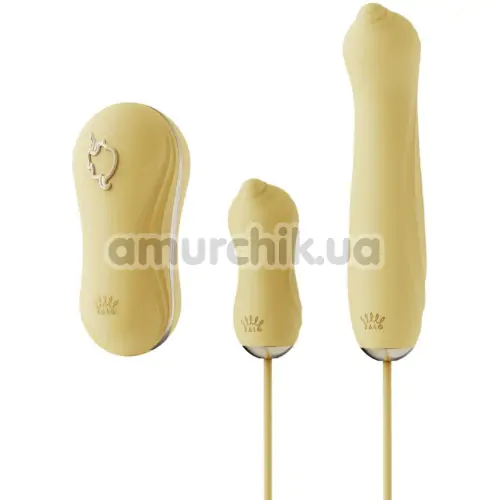 Набор вибраторов Zalo Rose Series Unicorn Set 3-in-1, желтый - Фото №1