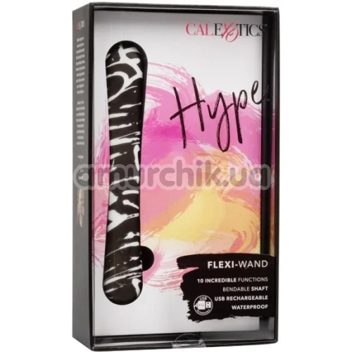 Вібратор для точки G Hype Flexi Wand, чорно-білий
