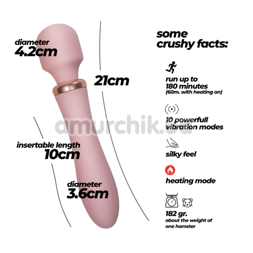 Универсальный вибромассажер с подогревом Crushious Jinx, розовый