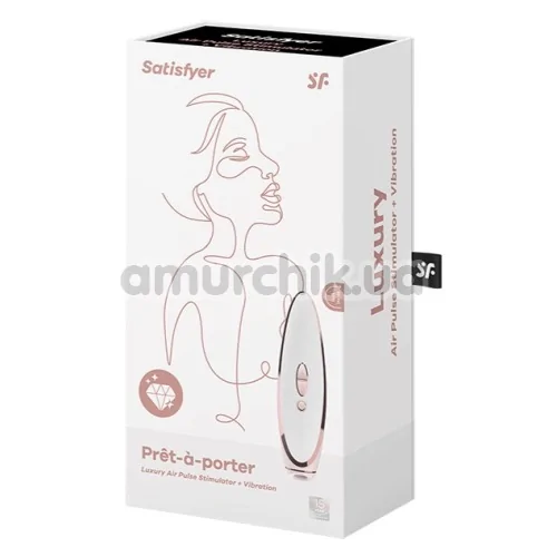 Симулятор орального сексу з вібрацією для жінок Satisfyer Pret A Porter, рожево-білий