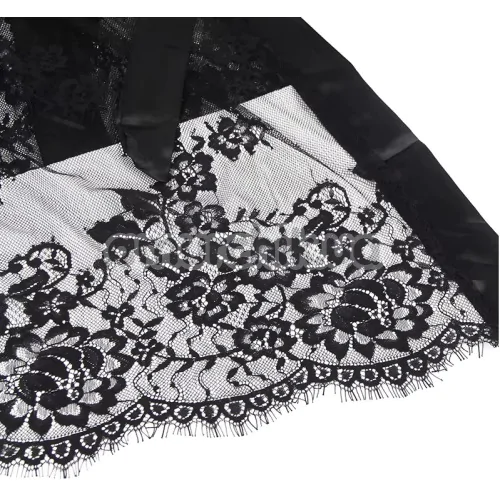 Комплект Star Night Floral Long Set, чорний: халатик + трусики-стрінги