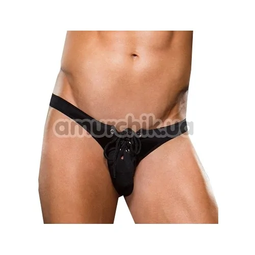 Трусы-стринги мужские Microfiber Lace-Up Low-Rise Thong, черные