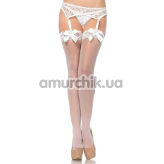 Чулки Leg Avenue Sheer Thigh Highs Lace Top, белые - Фото №1