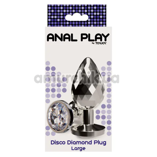 Анальна пробка з прозорим кристалом Anal Play Disco Diamond Plug Large, срібна
