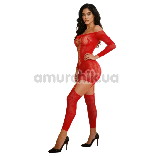 Комбинезон Star Night Bow Lace Bodystocking, красный