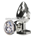 Анальна пробка з прозорим кристалом Anal Play Disco Diamond Plug Small, срібна - Фото №1