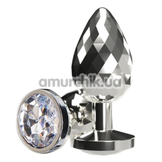 Анальная пробка с прозрачным кристаллом Anal Play Disco Diamond Plug Small, серебряная - Фото №1