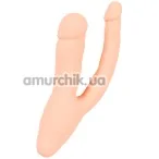 Двойной вибратор Double Pleasure Vibe Silicone, телесный - Фото №1