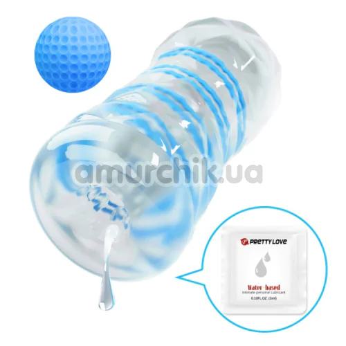 Мастурбатор Pretty Love Transparent Spiral Masturbator, голубой